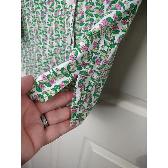Westbound Woman 6p Shirt Collared Button V Neck Green Floral 3/4 Sleeve - Picture 8 of 10